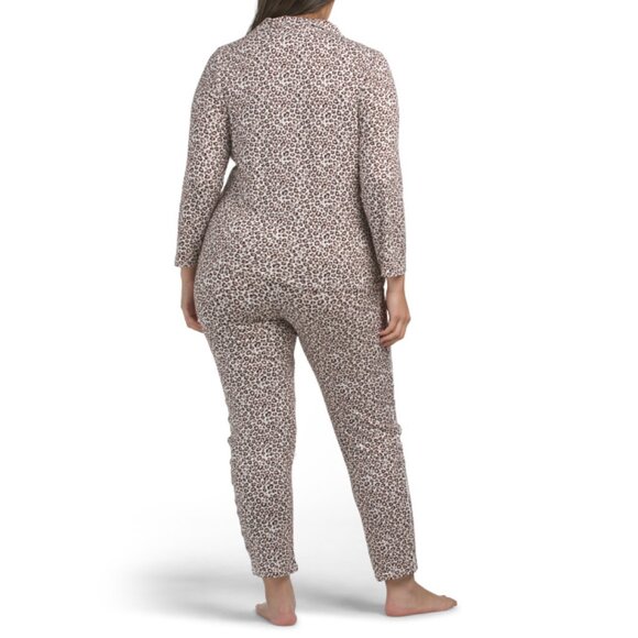 NINE WEST Animal Plus 2pc Notch Collar Pajama Set - Picture 2 of 2